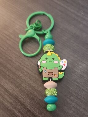 Dinosaur Artist Beaded Keychain